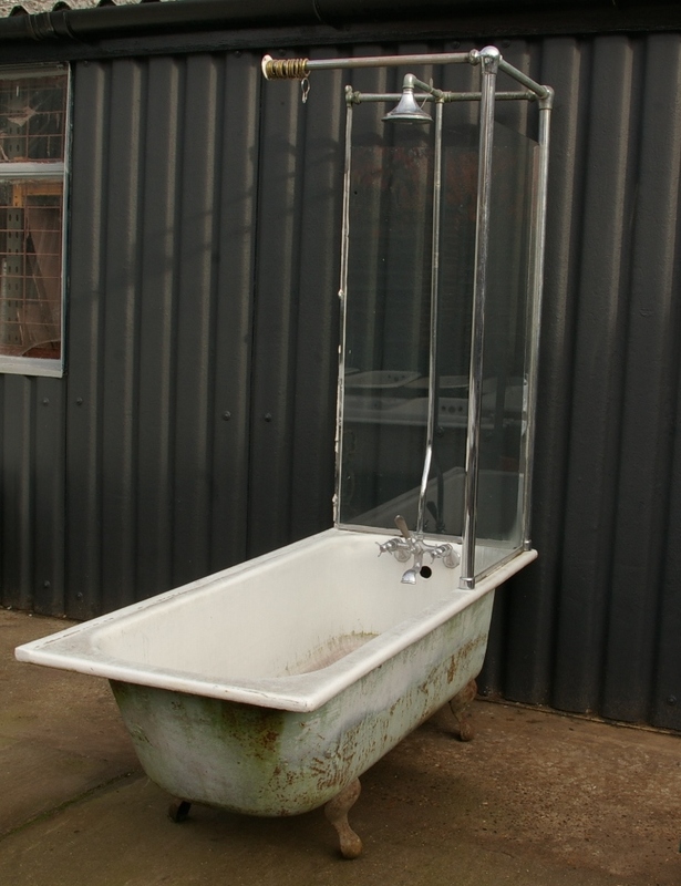 Cast Iron Bath with Shower Canopy Mongers