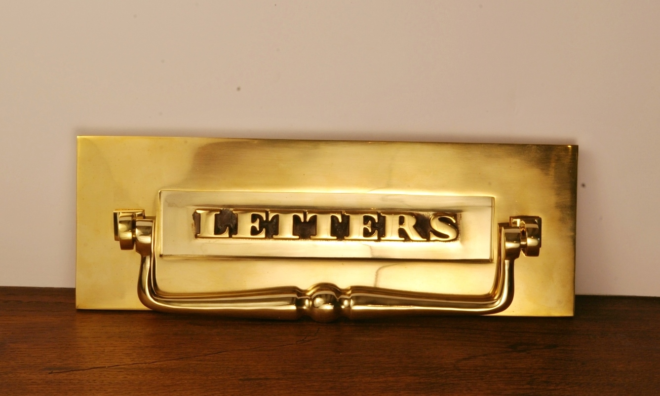 Classic Letterplate with Knocker, Brass Letterbox with Clapper