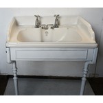 Edwardian Roll Edge Basin on Enamelled Cast Iron Stand