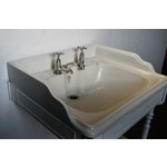 Edwardian Roll Edge Basin on Enamelled Cast Iron Stand