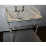 Edwardian Roll Edge Basin on Enamelled Cast Iron Stand