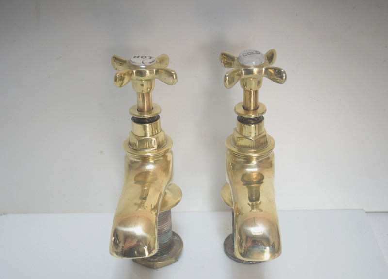 Pair Victorian Brass Bath Taps