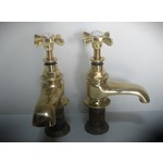 Pair Victorian Brass Bath Taps